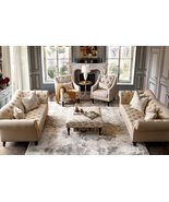 Luxury Chesterfield Vintage Living Room Family Sofa, Couch, Beige - £1,674.78 GBP