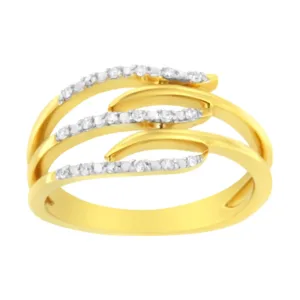 10K Yellow Gold Plated .925 Sterling Silver 1/10 Cttw Round-Cut Diamond ... - £90.78 GBP