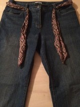 Ann Taylor Loft Women&#39;s Jeans Boot Cut Stretch With Fabric Belt Size 6 - £23.02 GBP