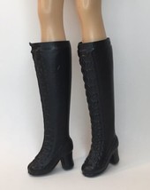 Vintage Reproduction MOD Barbie Doll BLACK Lace Up Look Boots - $14.00