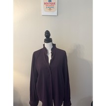 Ann Taylor Purple Blouse M Ruffle Long sleeves - $14.85