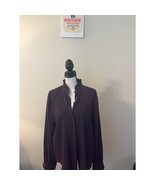 Ann Taylor Purple Blouse M Ruffle Long sleeves - $20.54 CAD