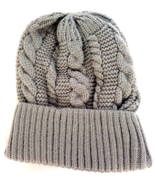 PUSEKY WOMEN KNIT BEANIE HAT SOFT WARM ACRYLIC HAT GREY - £7.57 GBP