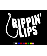 RIPPIN LIPS FISH HOOK FISHERMAN Vinyl Decal Wall Truck Sticker CHOOSE SI... - $4.67 CAD+