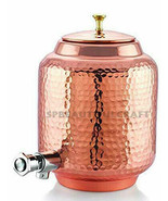 Copper Water Dispenser Matka Hammered Water Drinking Storage Pitchers Po... - £106.37 GBP