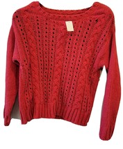 AEROPOSTALE Knit Sweater Women&#39;s Medium Red Solid Boat Neck Long Sleeve - £21.78 GBP