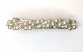 Vintage Faux Pearl Hair Barrette with French Clip Closure 3&quot; Baroque &amp; Round - £11.88 GBP