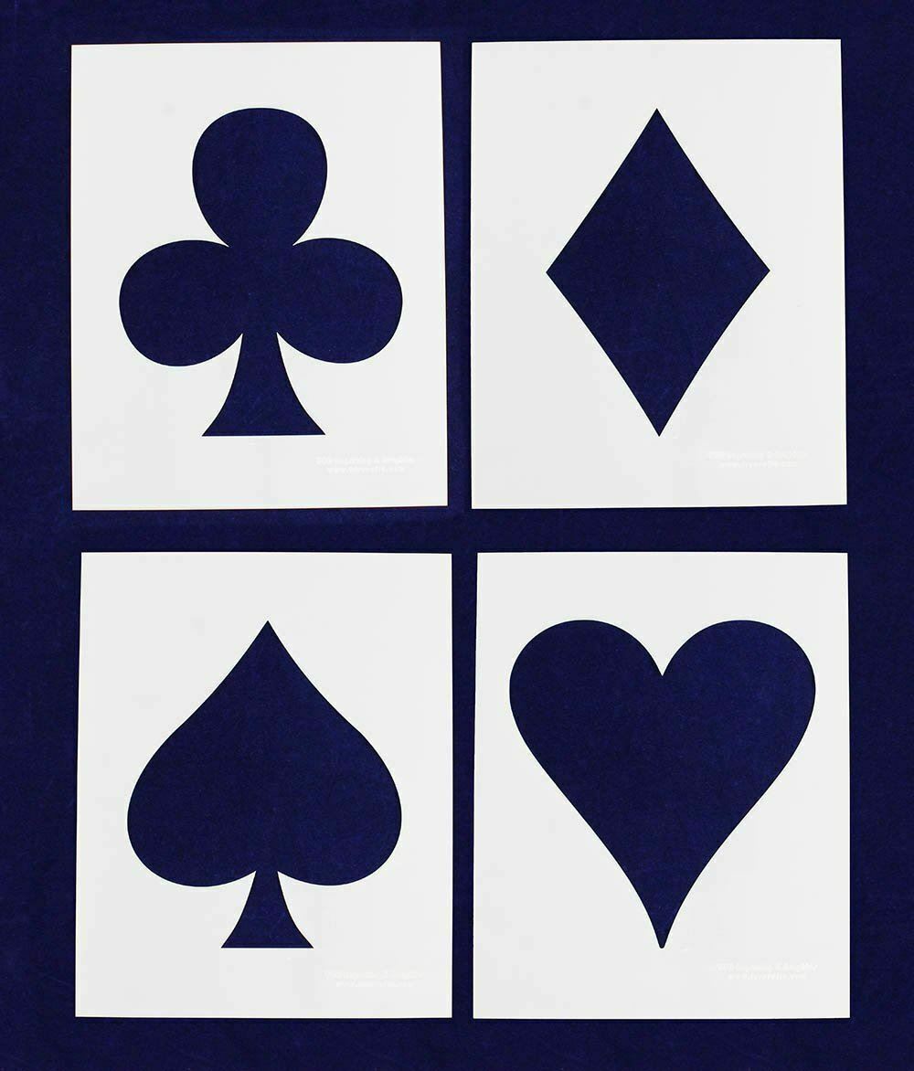 Playing Card Suits -4 Piece Stencil Set 14 Mil 8 X 10 Inches - $37.87