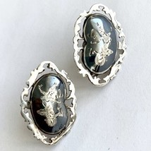 Vintage Nielloware Siam Sterling Silver Mekkala Goddess Screw on Earrings - £39.04 GBP
