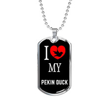 Pekin Duck Necklace Stainless Steel or 18k Gold Dog Tag 24&quot; Chain - £37.79 GBP+