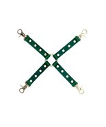 BDSM 4-Way Hog-Tie &quot;Mona&quot; Green Leather Hogtie Connector with Gold Hardw... - £39.84 GBP