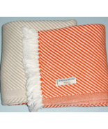 New Brahms Mount Cotton Knit Throw Diagonal Stripe Orange/Oyster/White F... - £135.96 GBP
