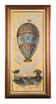&quot;Untitled&quot; (Hot Air Balloon) Antique Print by Unknown Artist, Framed 36x18&quot; - $623.69