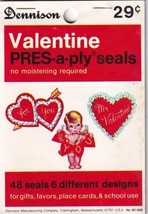 Vintage Dennison Valentines Day Pres-a-Ply Seals Love Cupid Hearts 48 Present  - £15.98 GBP