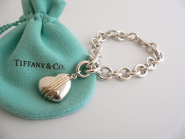 Tiffany &amp; Co Silver 18K Gold Heart Arrow Charm Dangle Bracelet Bangle Gift Pouch - £439.40 GBP