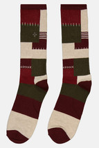 Sun + Stone Men&#39;s Patchwork Crew Socks, BURGUNDY, SHOE SZ 7-12/ SOCK SZ ... - £4.65 GBP