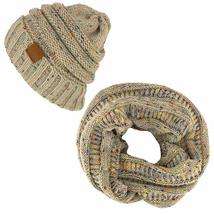 Trendy Apparel Shop Winter Color Spec Knit Beanie Infinity Scarf 2 Piece Set - B - £15.97 GBP