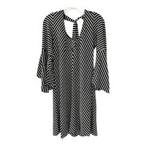 H.Z. Pronto Moda Black White Striped Tie Neck Dress Made in Italy Size 12 - $21.60