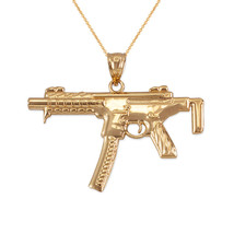 Yellow Gold SMG Gun Pendant Necklace - £225.16 GBP+