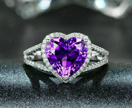 Anello di fidanzamento con aureola da donna con diamante ametista a taglio... - £91.57 GBP