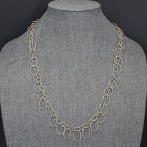 Handcrafted Sterling Silver Oval Loop 27&quot; LONG Chainmaille Necklace 32.2 Grams - £30.05 GBP