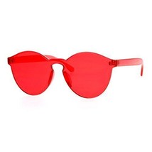 Rimless Flat Lens Sunglasses One Thick Translucent Round Lens Frame UV400 - $13.95