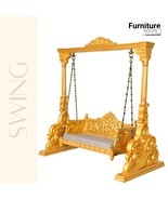Furniture BoutiQ Solid Wood Carving Swing in Golden Polish | Indian Wood... - £5,576.55 GBP
