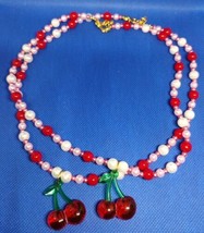 18&quot; Yo Mama&#39;s Cherry Pearl Necklace (Pink/White) - £3.70 GBP