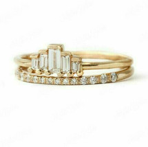 1.50Ct Baguette Cut Diamond Anniversary Bridal Ring Set 14K Yellow Gold Finish - £84.62 GBP