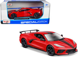 2020 Chevrolet Corvette Stingray Coupe Red with Black Stripes &quot;Special E... - £31.63 GBP