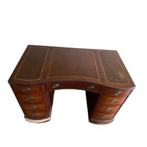 Antiques Office Desk Leather Top, 8 drawers - £235.91 GBP