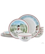 Mikasa Dinnerware Set Christmas 12-Piece Serves 4 Snowman Bone China 532... - $154.35 CAD