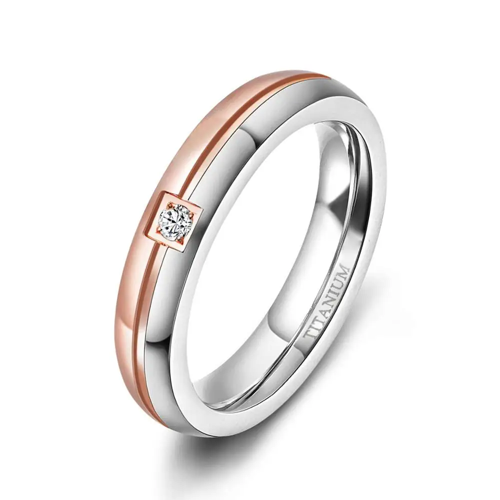 Titanium Rings for Women 4mm Couple Engagement Wedding Bands Man CZ Inlaid Size  - £19.03 GBP