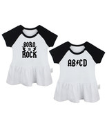 Pack of 2, Born To Rock &amp; AB CD Rock Band Dress Infant Baby Girls Prince... - £18.01 GBP
