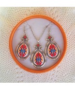 Jewelry set with handmade embroidery. - $90.00