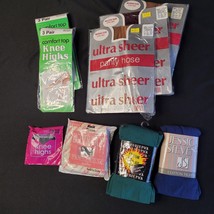 Lot of 9 New Vintage Thigh High Sheer Pantyhose Cotton Tights Knee Highs ++MORE! - £17.39 GBP