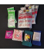 Lot of 9 New Vintage Thigh High Sheer Pantyhose Cotton Tights Knee Highs... - $29.77 CAD