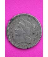 1865 Three 3 Cent Nickel Scarce Semi Key Date Type Coin Philadelphia Min... - $27.20 CAD
