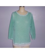 CHICOS Faded Mint Green Sweater Tunic Soft Lightweight Cotton Woven Hem ... - £29.56 GBP