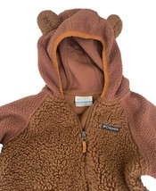 Columbia Baby Bunting Suit 12-18M Brown Fleece Hooded Footed Mittens image 4