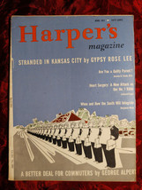 Harper&#39;s April 1957 Edith Templeton Gypsy Rose Lee +++ - £6.90 GBP