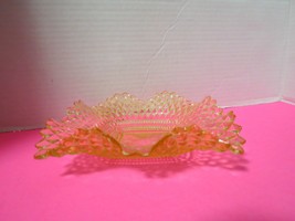 Vintage Kemple Yellow Cut Glass Decorative Dish Candy Trinkets 7&quot;x 7&quot; Sq... - £11.15 GBP