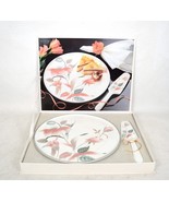 Mikasa Silk Flower Cake Set Plate &amp; Knife Server Embossed Bone China - $47.39 CAD