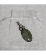 VTG Sterling Silver .925 Malachite Jasper &amp; Rose Quartz Pendant Bezel Se... - $118.09 CAD