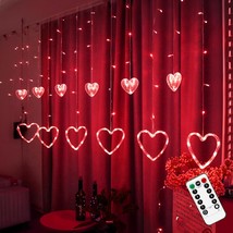 Valentines Day Lights, 138Led 9Ft 12Heart Curtain String Lights With Remote 8 Mo - £34.17 GBP