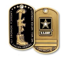 Army Fallen Heroes Dog Tag 2.25&quot; Challenge Coin - £27.88 GBP
