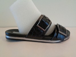 Antonio Melani Size 7 M OSMOND Black Leather Slides Sandals New Womens Shoes - £69.04 GBP