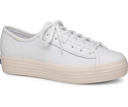 Keds Womens Triple Kick Leather Glossy Sneakers Size 10 Color White/Petal Pink - £55.98 GBP