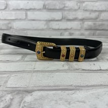 Brighton Black Leather Belt Gold Tone w/Jewels Size Small 50203 - £15.22 GBP