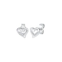 Diamore Women's 925Silver Earrings Heart Rhodium Plated Diamond White Ro... - $258.00